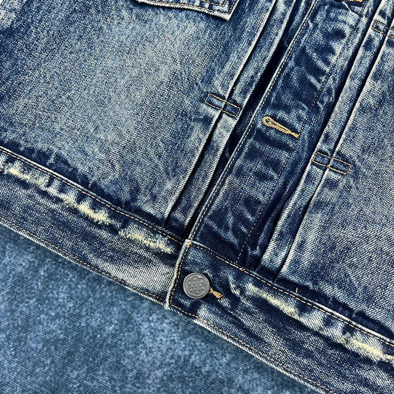 Spring and autumn new heavy old worn Denim splash-ink paint point men's casual denim jacket short