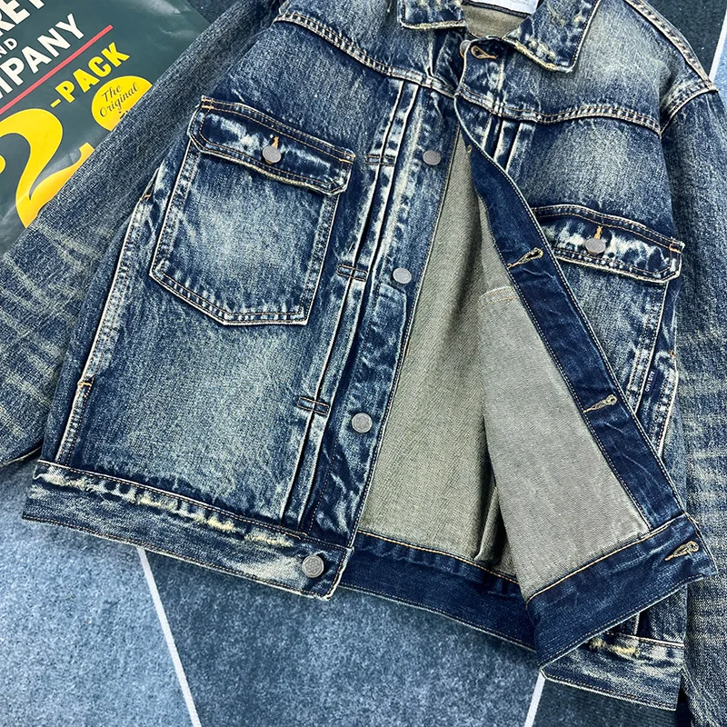 Spring and autumn new heavy old worn Denim splash-ink paint point men's casual denim jacket short