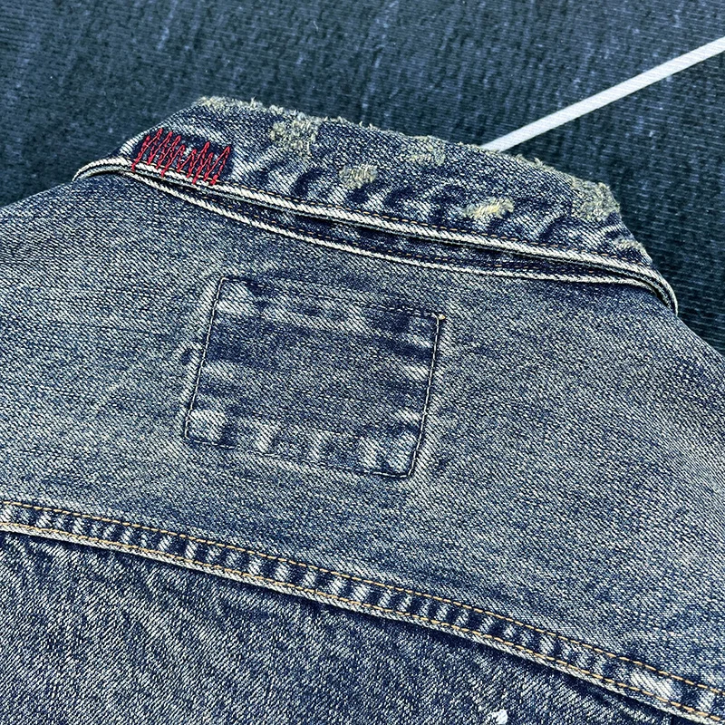 Spring and autumn new heavy old worn Denim splash-ink paint point men's casual denim jacket short
