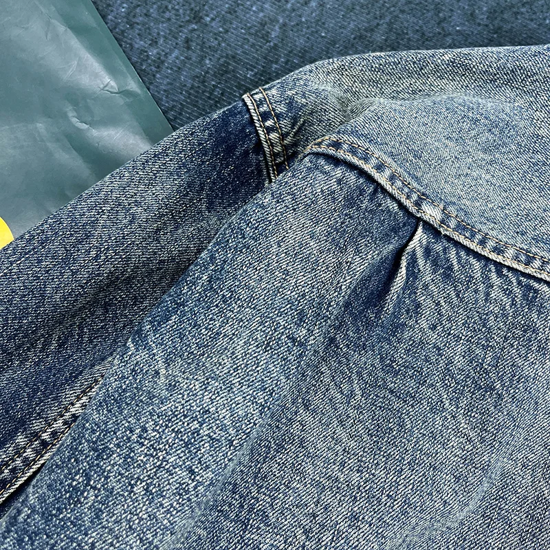 Spring and autumn new heavy old worn Denim splash-ink paint point men's casual denim jacket short