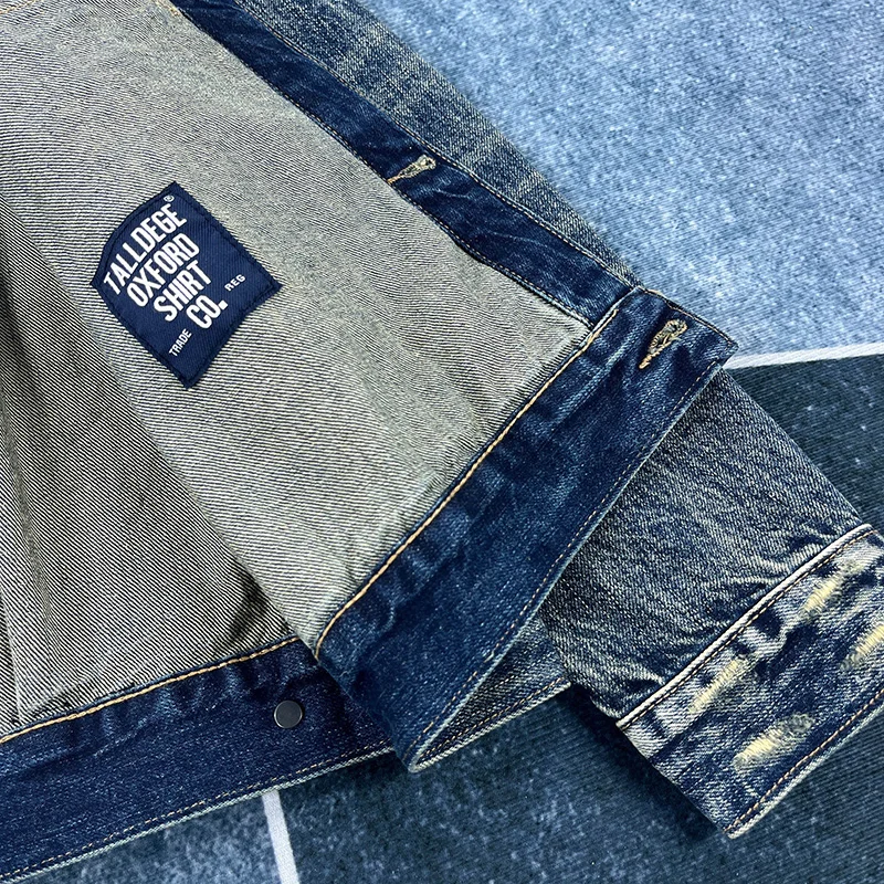 Spring and autumn new heavy old worn Denim splash-ink paint point men's casual denim jacket short