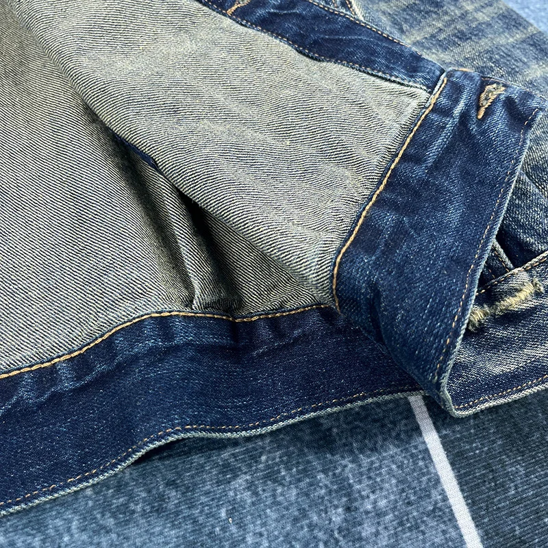 Spring and autumn new heavy old worn Denim splash-ink paint point men's casual denim jacket short