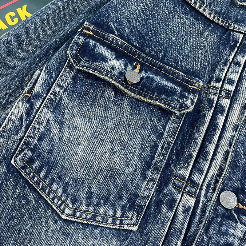 Spring and autumn new heavy old worn Denim splash-ink paint point men's casual denim jacket short