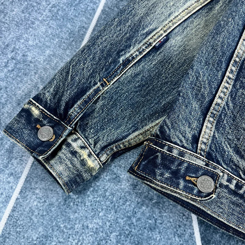 Spring and autumn new heavy old worn Denim splash-ink paint point men's casual denim jacket short