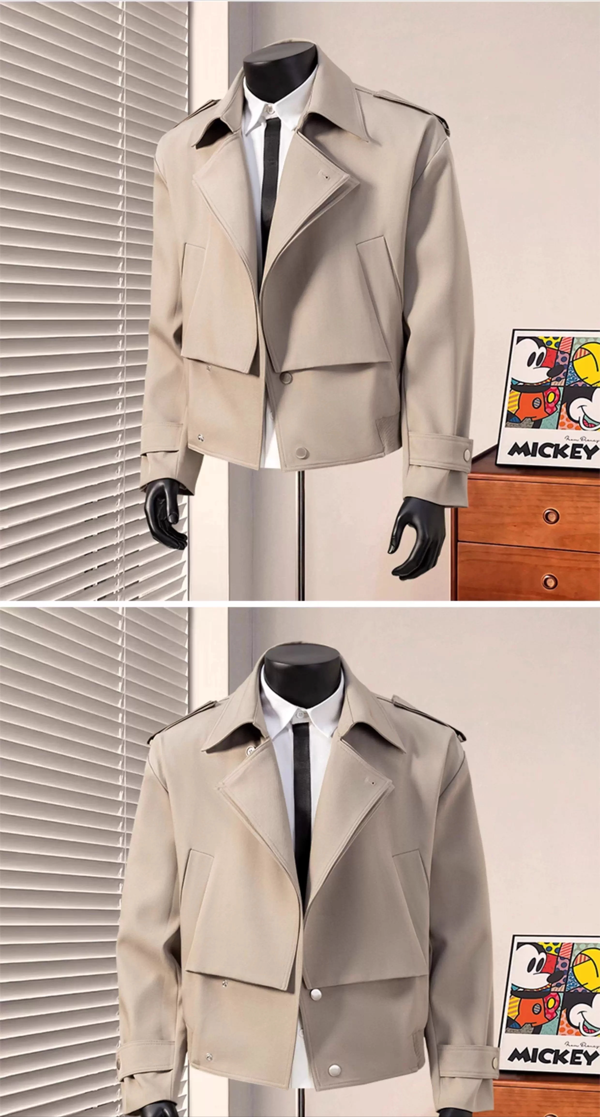 British Dandy Blazer Collar Jacket Men's Spring Autumn Oversized Asymmetric Metal Button Coat Versatile Business Casual Jacket