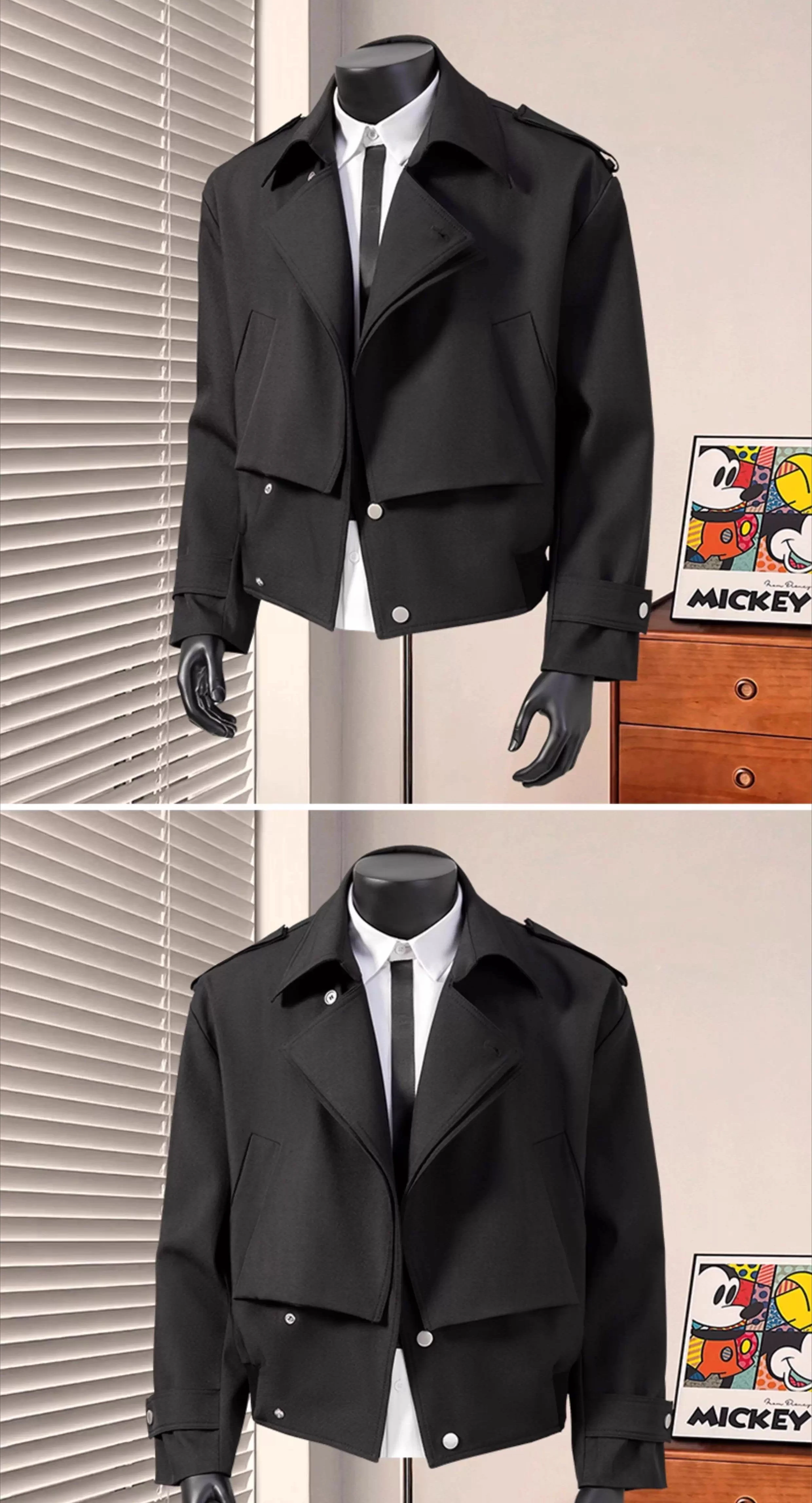 British Dandy Blazer Collar Jacket Men's Spring Autumn Oversized Asymmetric Metal Button Coat Versatile Business Casual Jacket