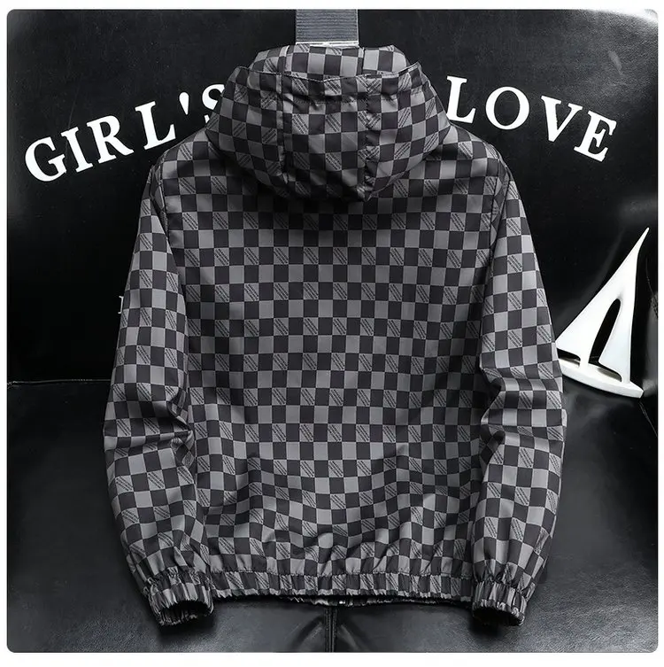 Autumn Fashion Casual Hooded Jacket for Men Korean Plaid Business Windproof Coats Trendy Versatile Streetwear Men Clothing 2025