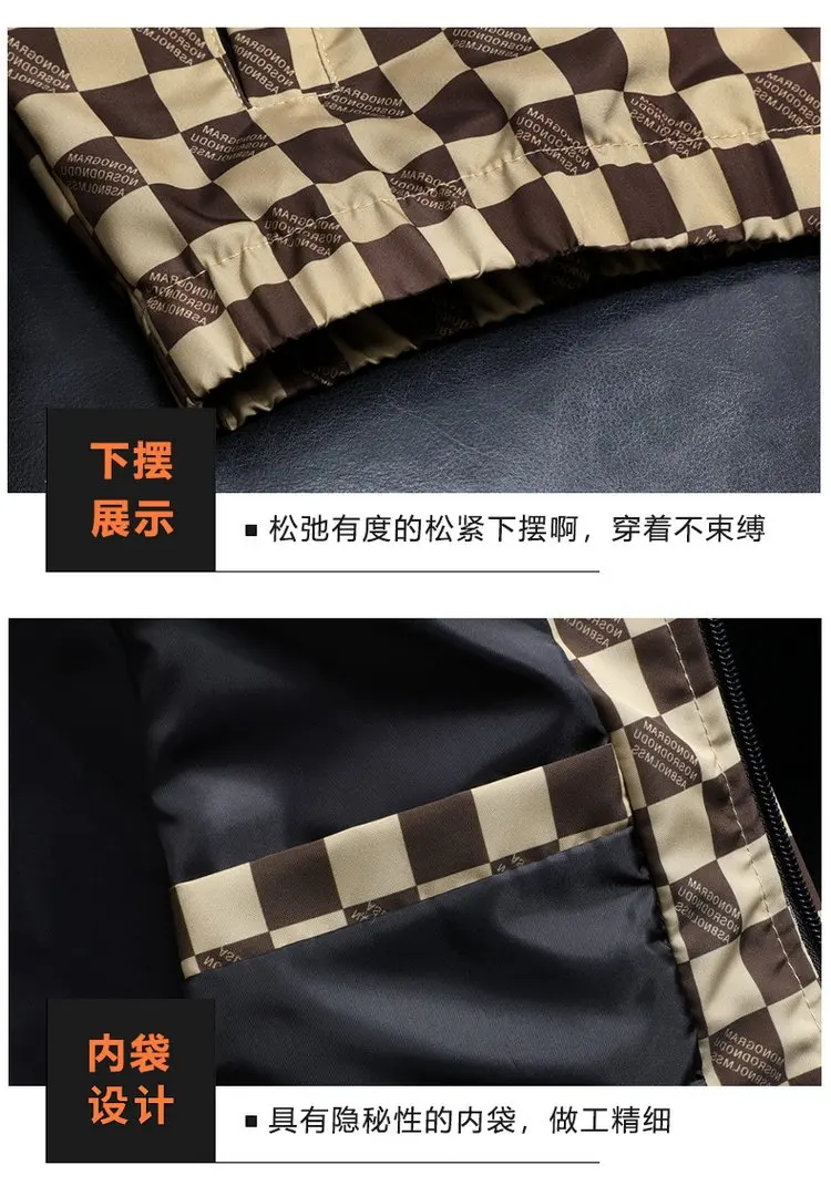 Autumn Fashion Casual Hooded Jacket for Men Korean Plaid Business Windproof Coats Trendy Versatile Streetwear Men Clothing 2025
