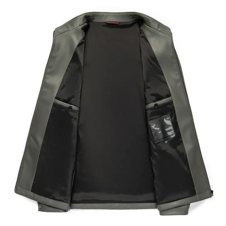 New Spring and Autumn 2025 Casual Leather Jackets, Men's Stand-Up Collar Leather Jackets, and High-End Large-Sized Goatskin Coat