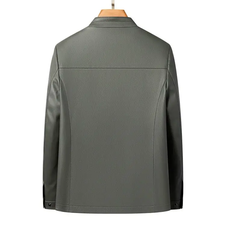 New Spring and Autumn 2025 Casual Leather Jackets, Men's Stand-Up Collar Leather Jackets, and High-End Large-Sized Goatskin Coat