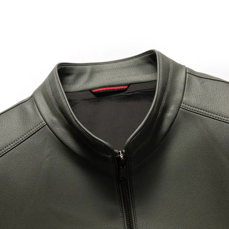 New Spring and Autumn 2025 Casual Leather Jackets, Men's Stand-Up Collar Leather Jackets, and High-End Large-Sized Goatskin Coat