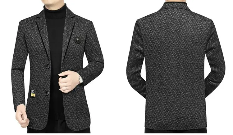 Blazer Men's Fashionable Business Banquet Dance Singer Striped Fitted Casual Trendy Wedding Banquet Dress Performance Blazer