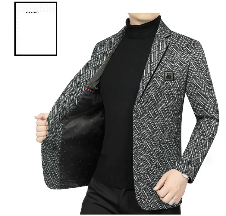 Blazer Men's Fashionable Business Banquet Dance Singer Striped Fitted Casual Trendy Wedding Banquet Dress Performance Blazer