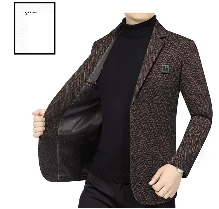 Blazer Men's Fashionable Business Banquet Dance Singer Striped Fitted Casual Trendy Wedding Banquet Dress Performance Blazer