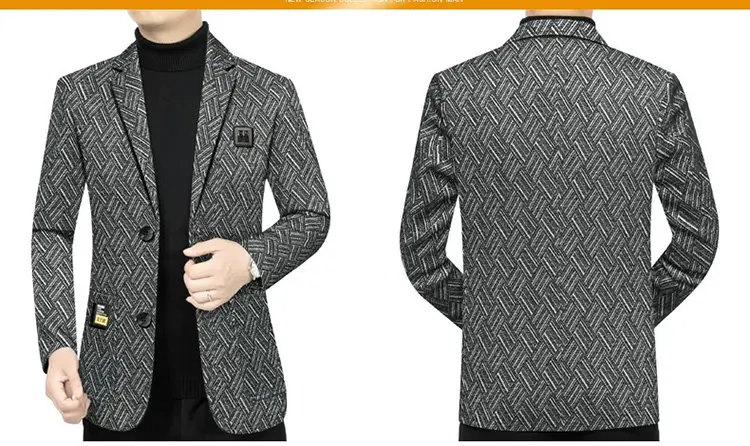 Blazer Men's Fashionable Business Banquet Dance Singer Striped Fitted Casual Trendy Wedding Banquet Dress Performance Blazer