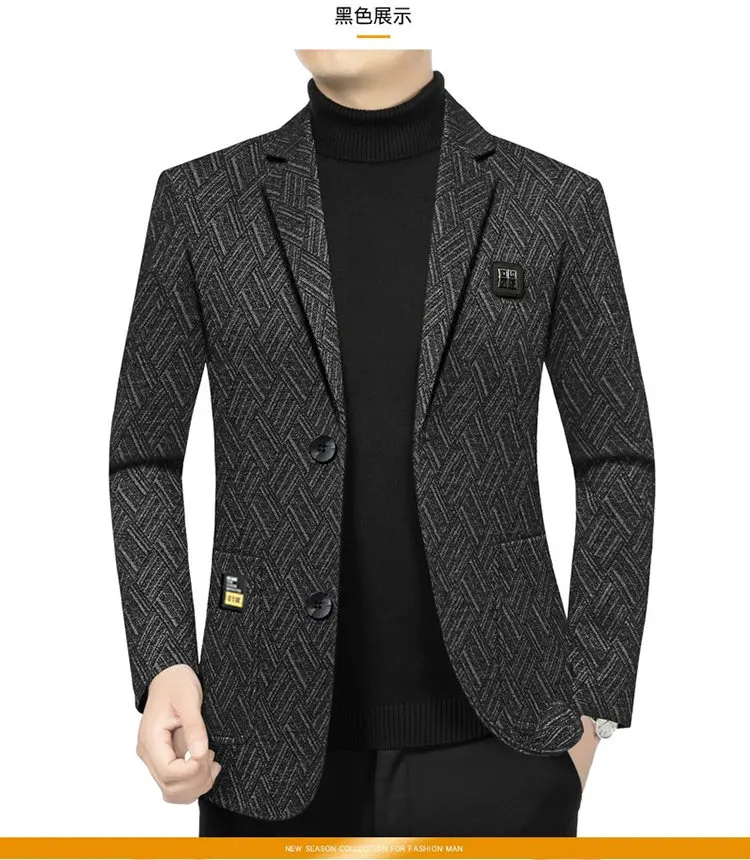 Blazer Men's Fashionable Business Banquet Dance Singer Striped Fitted Casual Trendy Wedding Banquet Dress Performance Blazer