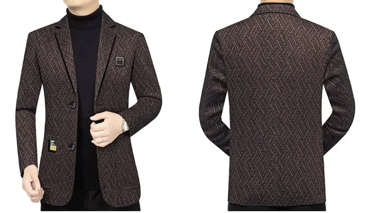 Blazer Men's Fashionable Business Banquet Dance Singer Striped Fitted Casual Trendy Wedding Banquet Dress Performance Blazer