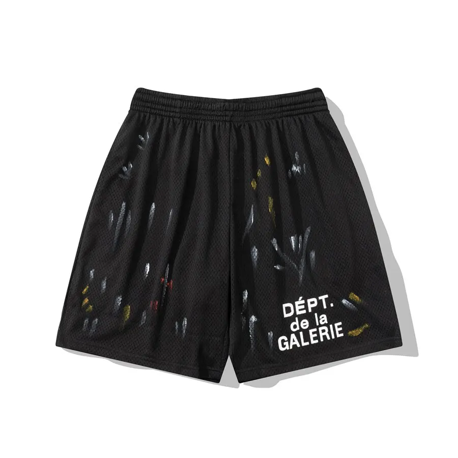 GALLERY DEPT Ink-splashed letter-printed American loose-fitting casual mesh shorts