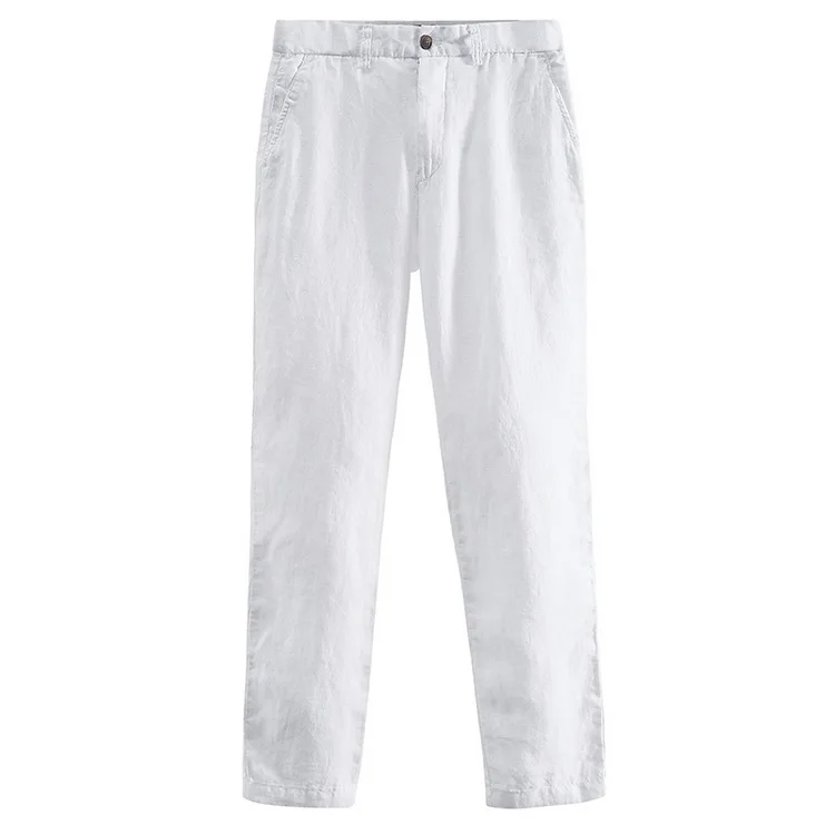 100% Linen Brand Pants Men Fashion Solid 4Color Pants Mens Casual Flax Trousers Male 38 Pantalones Broek Un Pantalon Pantaloni