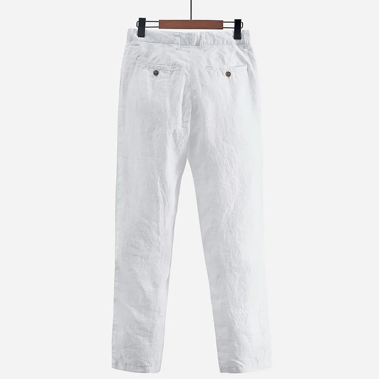 100% Linen Brand Pants Men Fashion Solid 4Color Pants Mens Casual Flax Trousers Male 38 Pantalones Broek Un Pantalon Pantaloni