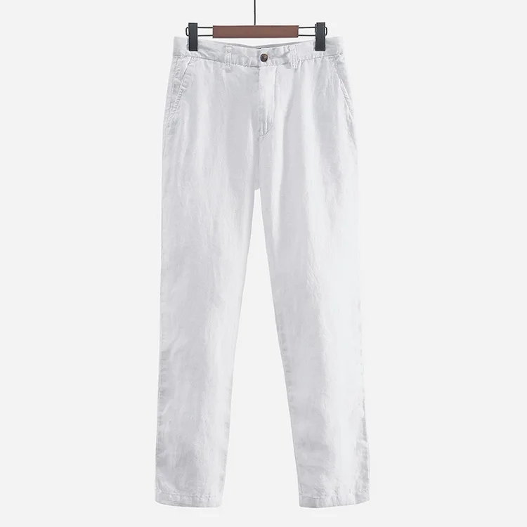 100% Linen Brand Pants Men Fashion Solid 4Color Pants Mens Casual Flax Trousers Male 38 Pantalones Broek Un Pantalon Pantaloni