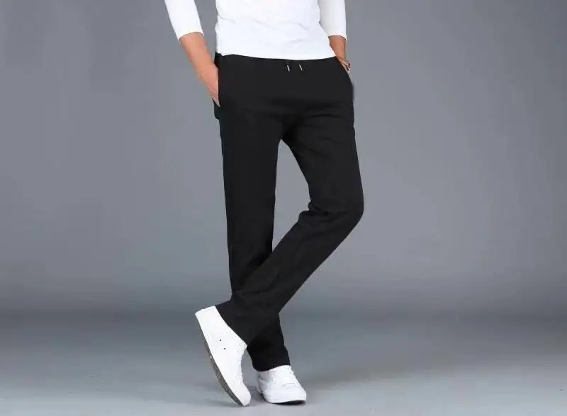 Sports Pants Men's Autumn Winter Straight Casual Pants Elastic Sweatpants Knitted Loose Men's Business Trousers