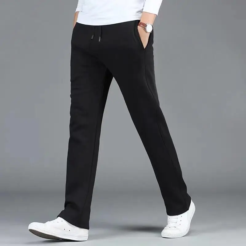 Sports Pants Men's Autumn Winter Straight Casual Pants Elastic Sweatpants Knitted Loose Men's Business Trousers
