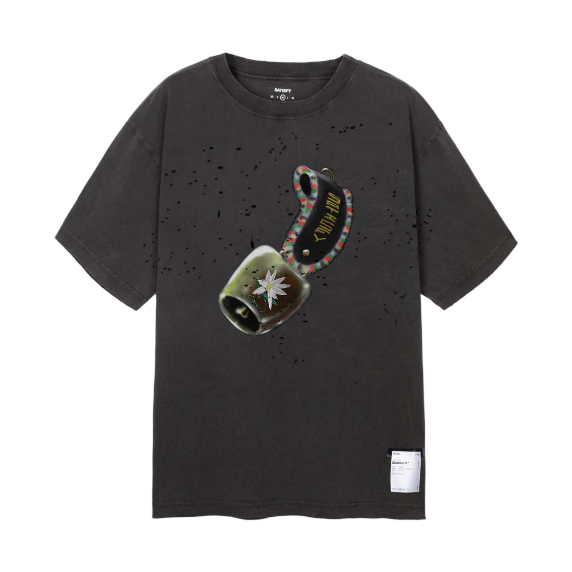 Satisfy MothTech Old Ripped Breathable Printed Casual Sports Running Short Sleeve T-Shirt