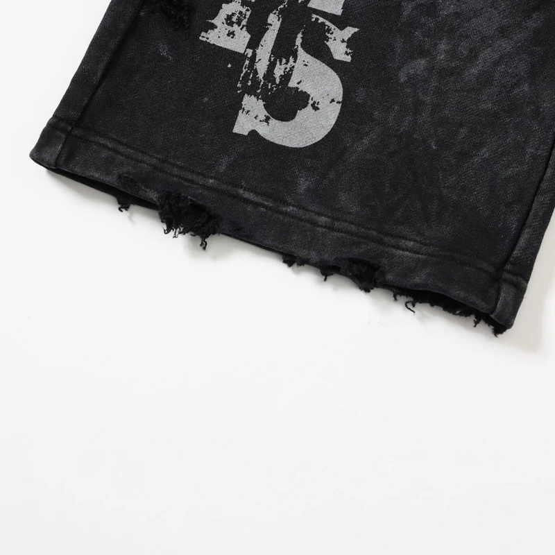 Graffiti Solied SSSAINT LOUIS Hole Damaged Casual Sweatpants Men Women Washed Distressed Loose Straight Track Pants Trousers