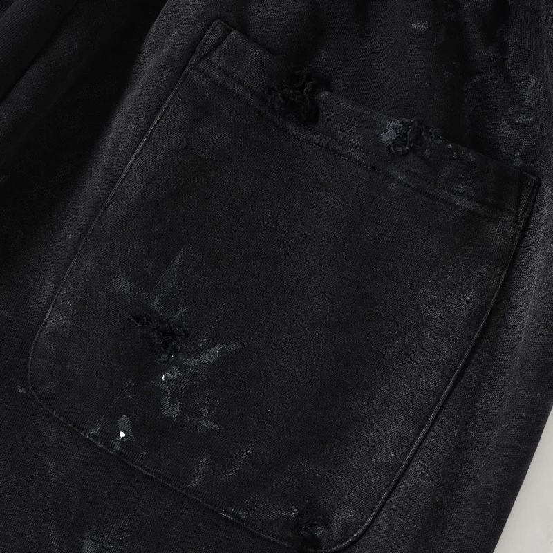 Graffiti Solied SSSAINT LOUIS Hole Damaged Casual Sweatpants Men Women Washed Distressed Loose Straight Track Pants Trousers