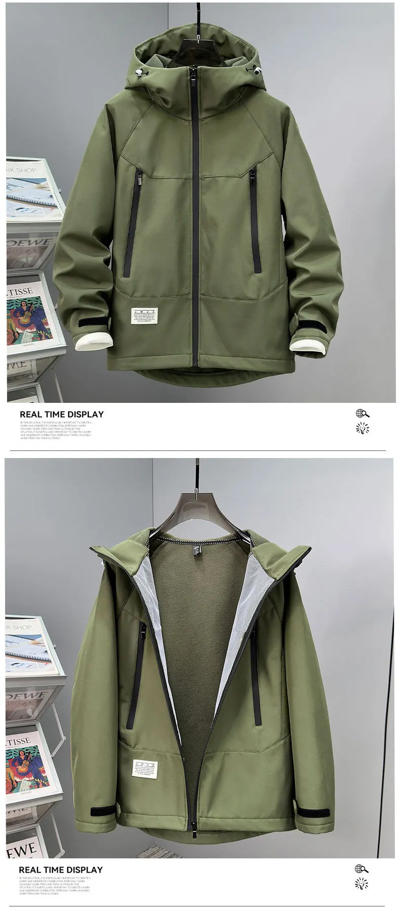Extra Big Size 13XL Men's Autumn Jacket Hooded Zip Up Waterproof Windbreaker Coat Male Plus Large Fleece Fishing 4xl 5xl 6xl 7xl