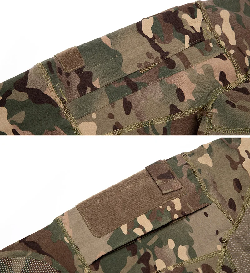 Men Tactical Combat Shirt Stretch Multicam Airsoft Paintball Hunting Clothing Cotton 1/4 Zipper Shirts Long Sleeve Camo T Shirt
