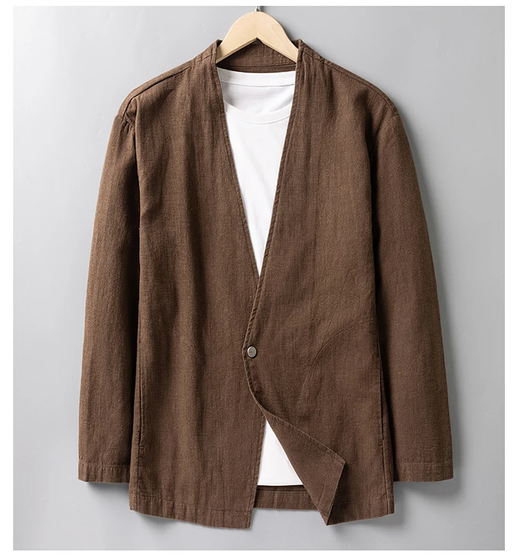 Cotton 30%, Hemp 70%, Blazer Men Fashionable Business Gentleman Casual Gathering Trendy Versatile and Breathable Relaxed Blazer