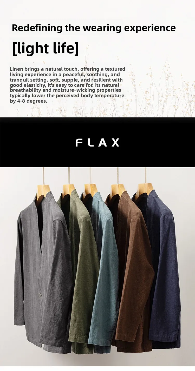 Cotton 30%, Hemp 70%, Blazer Men Fashionable Business Gentleman Casual Gathering Trendy Versatile and Breathable Relaxed Blazer