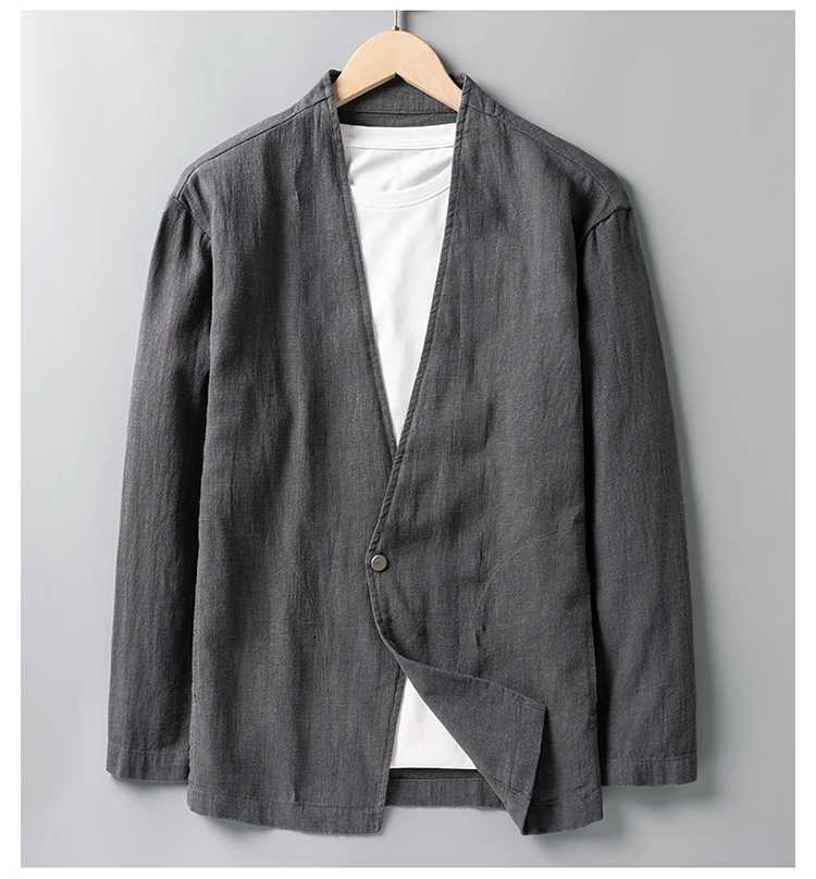 Cotton 30%, Hemp 70%, Blazer Men Fashionable Business Gentleman Casual Gathering Trendy Versatile and Breathable Relaxed Blazer