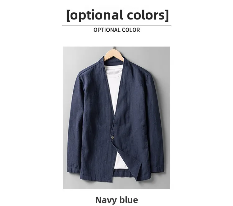 Cotton 30%, Hemp 70%, Blazer Men Fashionable Business Gentleman Casual Gathering Trendy Versatile and Breathable Relaxed Blazer