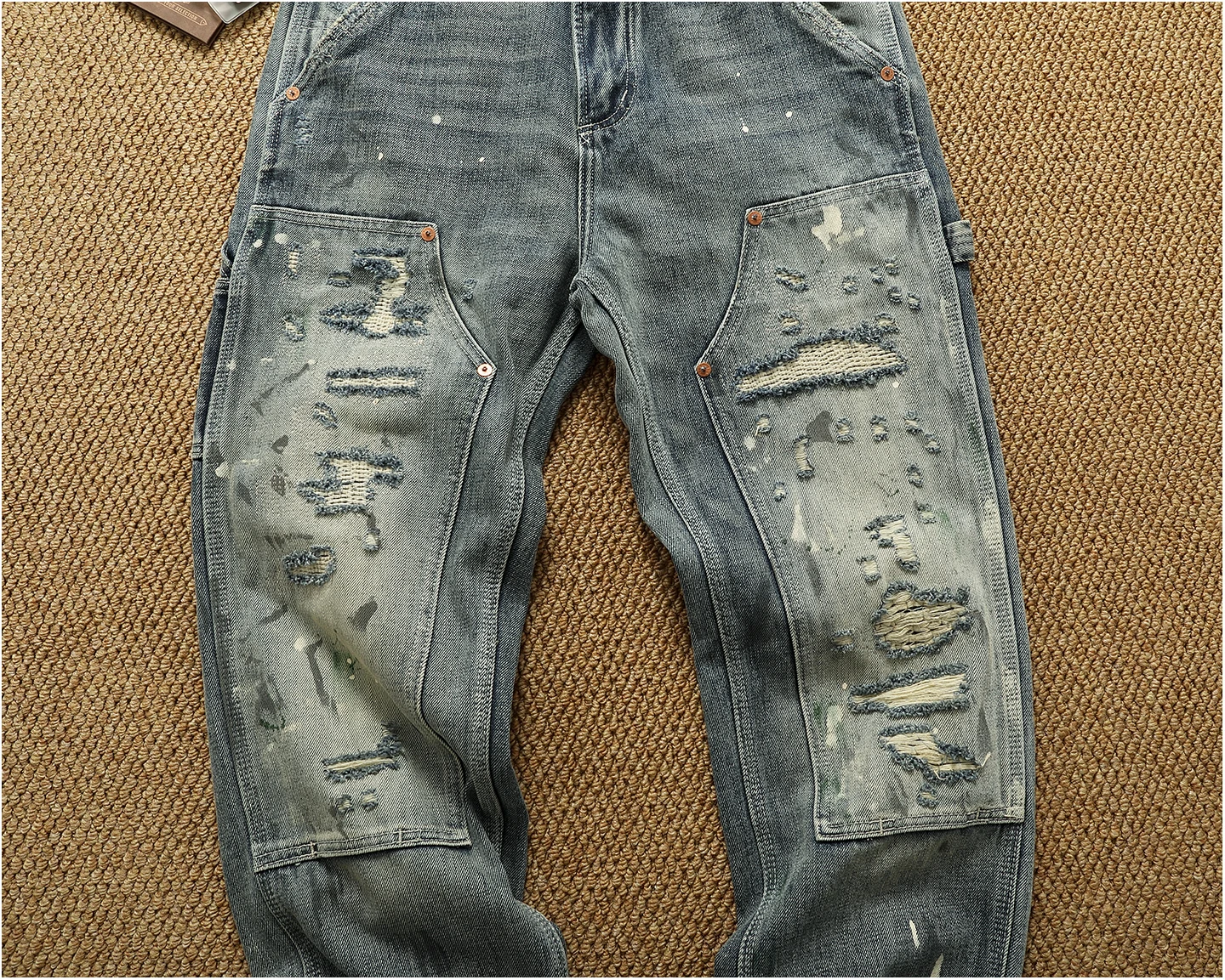 High OZ Heavy Duty Work Jeans Men's Patch Oil Dirty Wash Heavy Industry Washable Lumberjack Pants