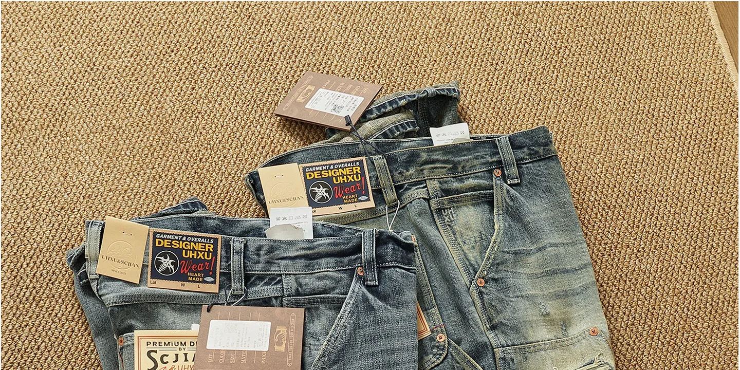 High OZ Heavy Duty Work Jeans Men's Patch Oil Dirty Wash Heavy Industry Washable Lumberjack Pants