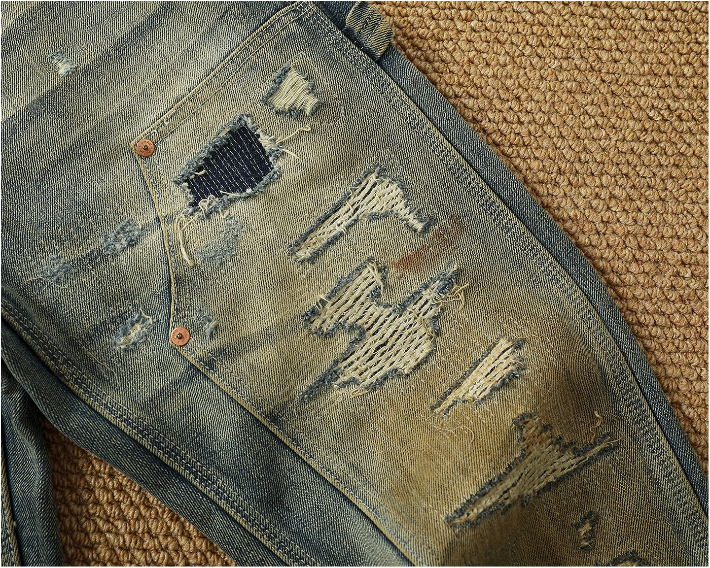 High OZ Heavy Duty Work Jeans Men's Patch Oil Dirty Wash Heavy Industry Washable Lumberjack Pants