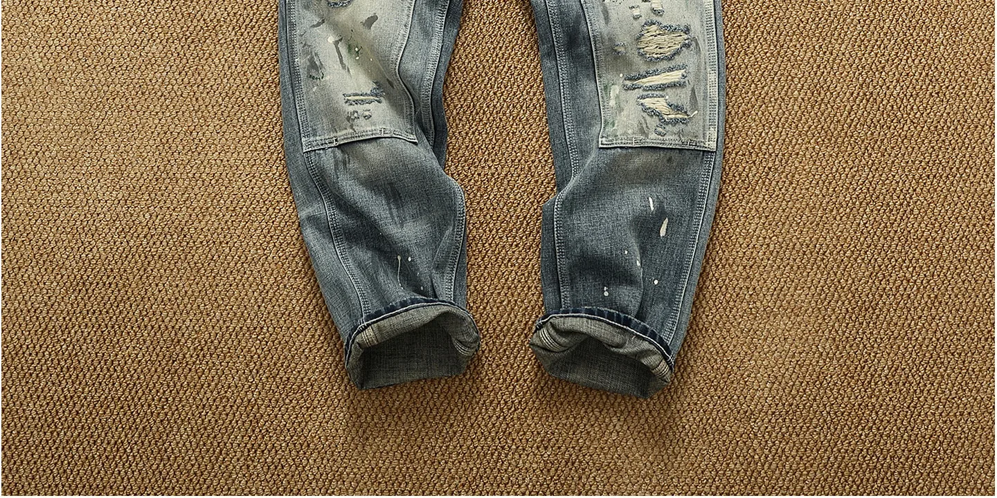 High OZ Heavy Duty Work Jeans Men's Patch Oil Dirty Wash Heavy Industry Washable Lumberjack Pants
