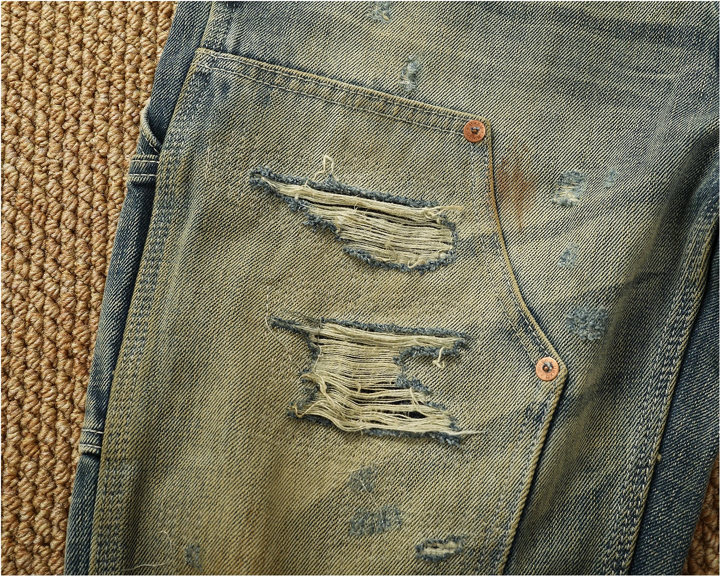 High OZ Heavy Duty Work Jeans Men's Patch Oil Dirty Wash Heavy Industry Washable Lumberjack Pants