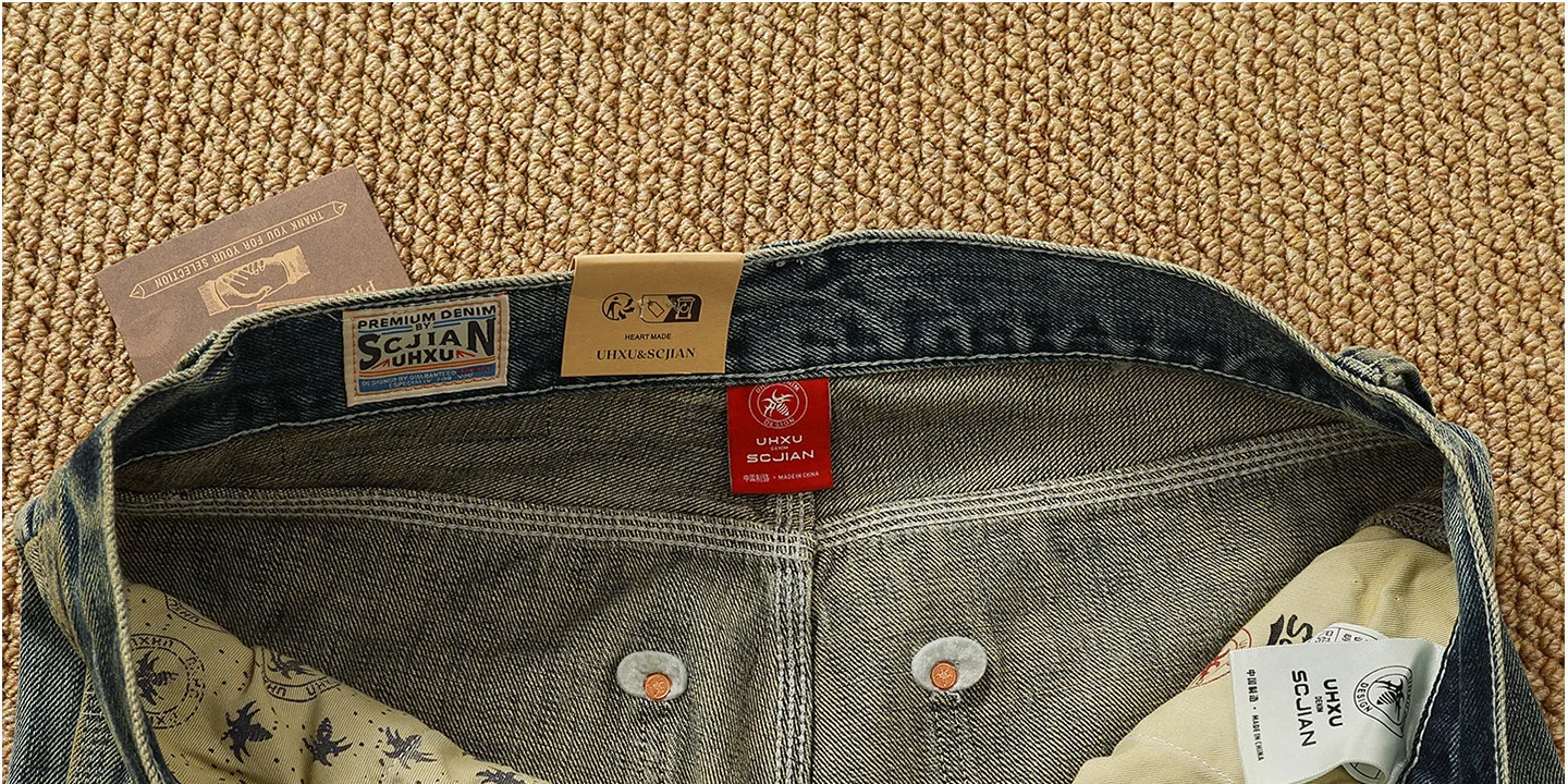 High OZ Heavy Duty Work Jeans Men's Patch Oil Dirty Wash Heavy Industry Washable Lumberjack Pants