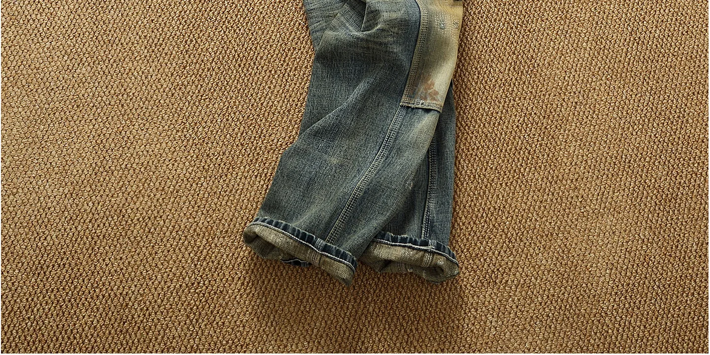 High OZ Heavy Duty Work Jeans Men's Patch Oil Dirty Wash Heavy Industry Washable Lumberjack Pants