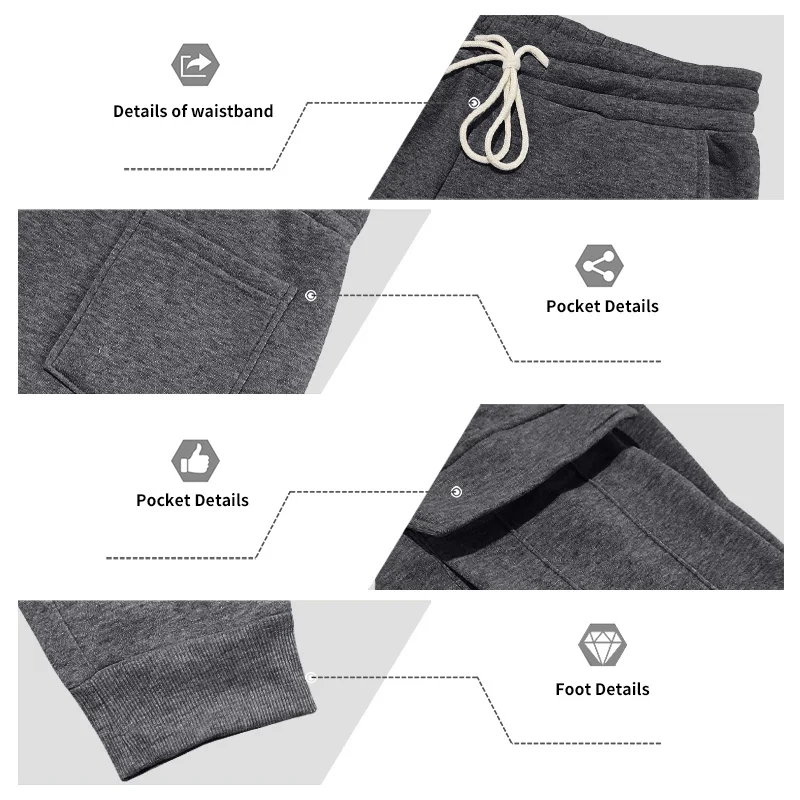Men's 1-piece Fleece-lined Zip-up Hoodie with 2-piece Multi-zip Pocket Workwear Casual Pants Winter Street Sports Set