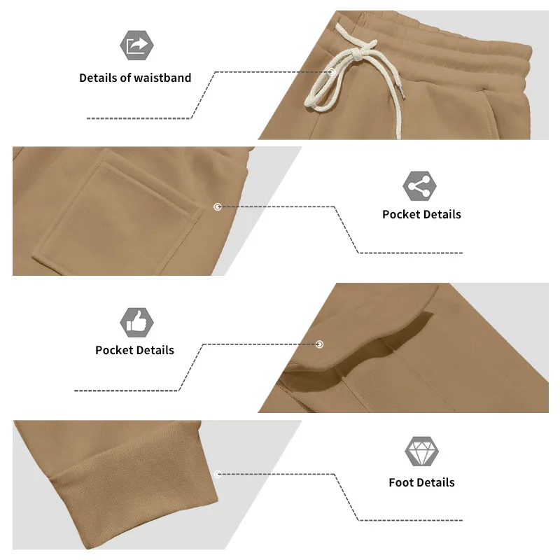 Men's 1-piece Fleece-lined Zip-up Hoodie with 2-piece Multi-zip Pocket Workwear Casual Pants Winter Street Sports Set