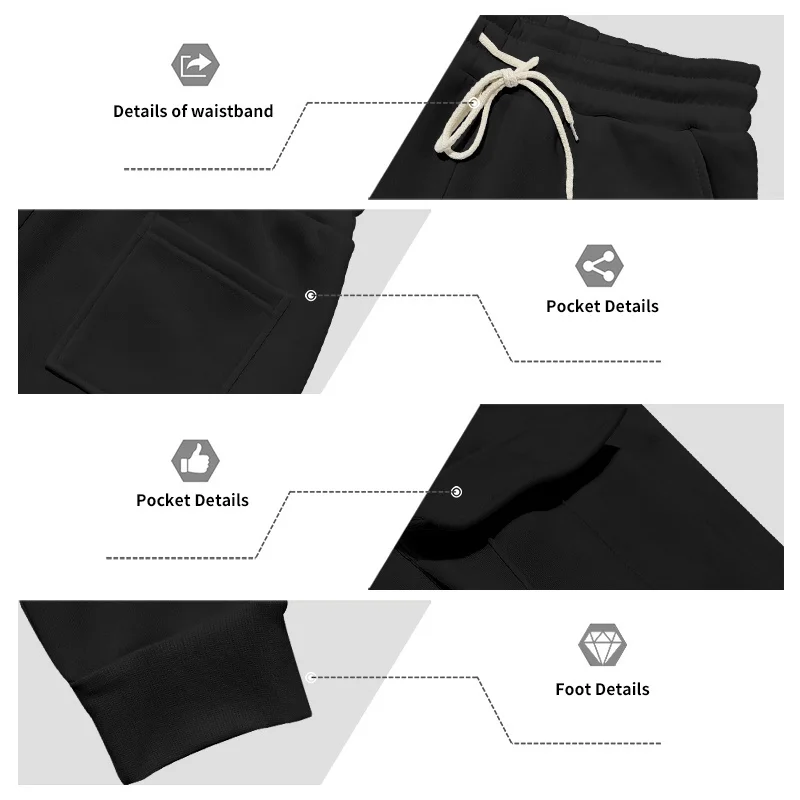 Men's 1-piece Fleece-lined Zip-up Hoodie with 2-piece Multi-zip Pocket Workwear Casual Pants Winter Street Sports Set