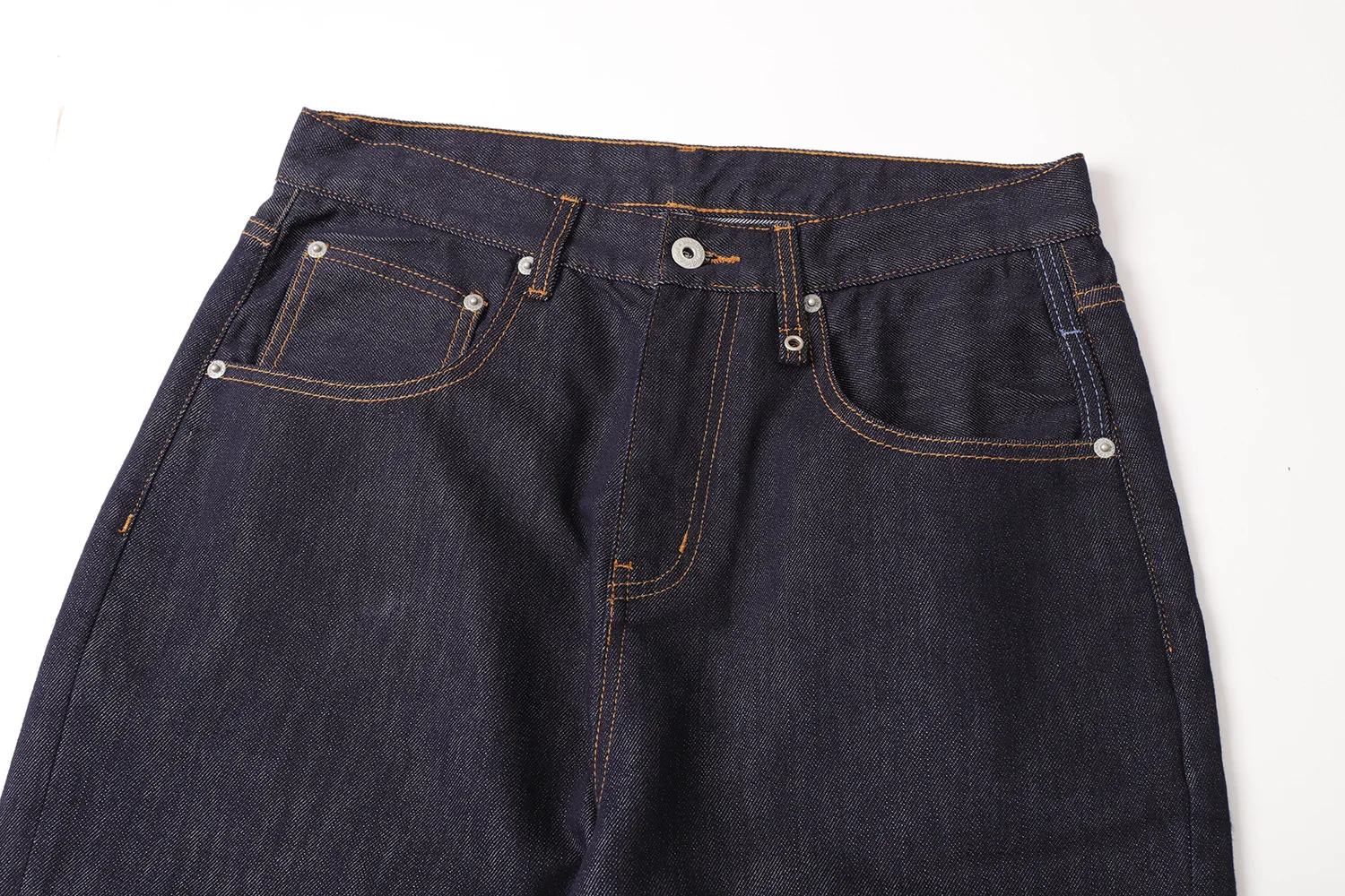 12oz 26SS Indigo Blue Lyocell Anti-Fade A-Line Curved-Cut Lightweight Comfortable Casual Denim Jeans for Men and Women Summer