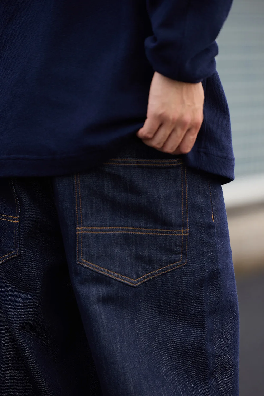 12oz 26SS Indigo Blue Lyocell Anti-Fade A-Line Curved-Cut Lightweight Comfortable Casual Denim Jeans for Men and Women Summer