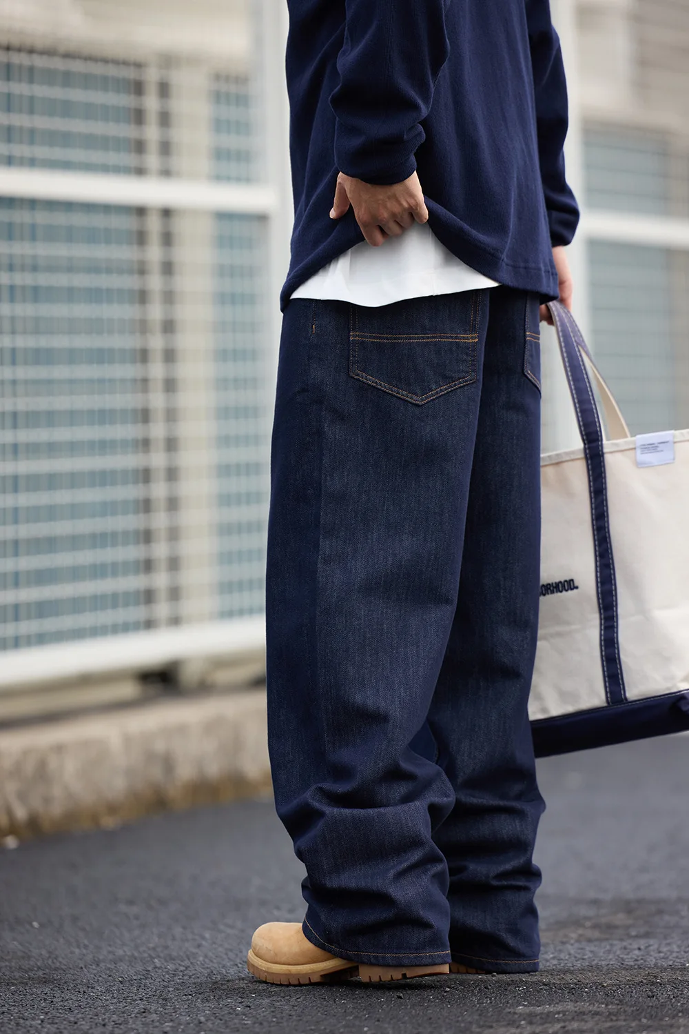 12oz 26SS Indigo Blue Lyocell Anti-Fade A-Line Curved-Cut Lightweight Comfortable Casual Denim Jeans for Men and Women Summer