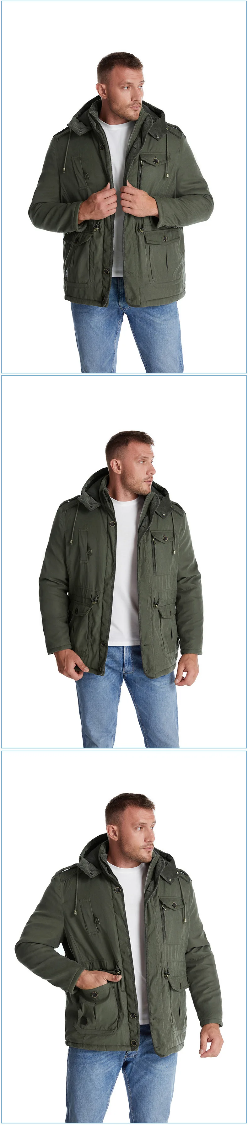 Pop Winter Fleece Parkas Men Warm Windproof Jackets Thick Hooded Parka Coat Mens Fur Linner Outerwear Casual Cotton Padded Jacke